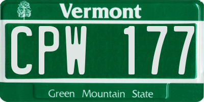 VT license plate CPW177