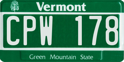 VT license plate CPW178