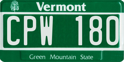 VT license plate CPW180