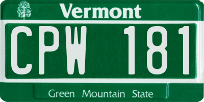 VT license plate CPW181
