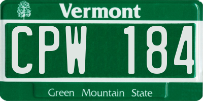 VT license plate CPW184