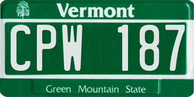 VT license plate CPW187