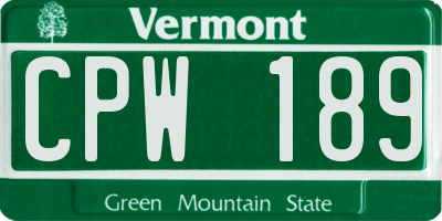 VT license plate CPW189