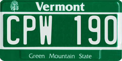 VT license plate CPW190