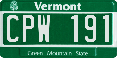 VT license plate CPW191