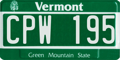 VT license plate CPW195
