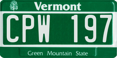 VT license plate CPW197