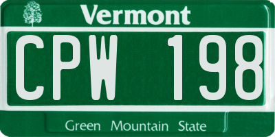VT license plate CPW198