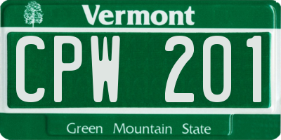 VT license plate CPW201