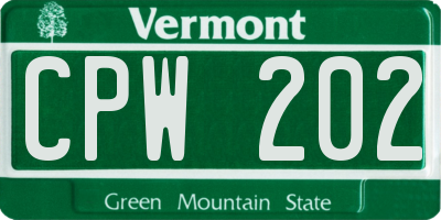 VT license plate CPW202