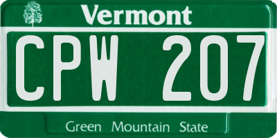 VT license plate CPW207