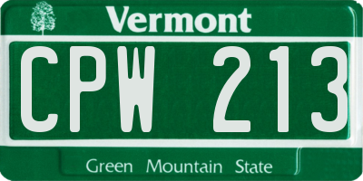 VT license plate CPW213