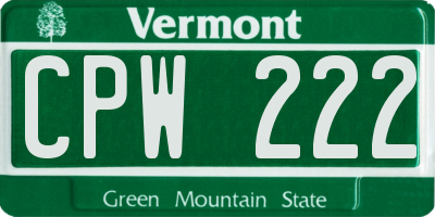 VT license plate CPW222