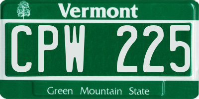 VT license plate CPW225