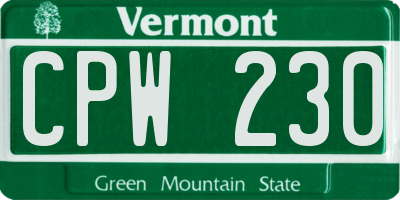 VT license plate CPW230