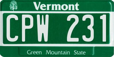 VT license plate CPW231
