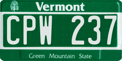 VT license plate CPW237