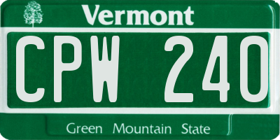VT license plate CPW240