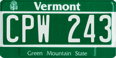 VT license plate CPW243
