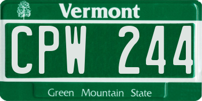 VT license plate CPW244