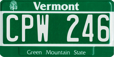 VT license plate CPW246