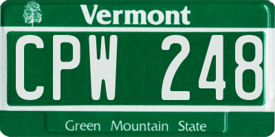 VT license plate CPW248