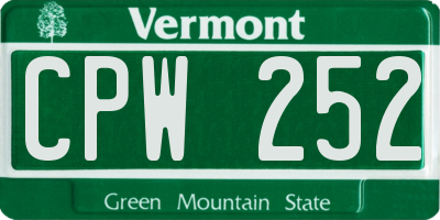 VT license plate CPW252