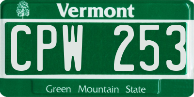 VT license plate CPW253