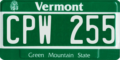 VT license plate CPW255