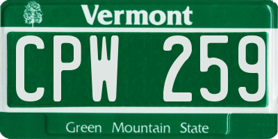VT license plate CPW259