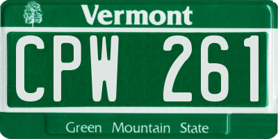 VT license plate CPW261