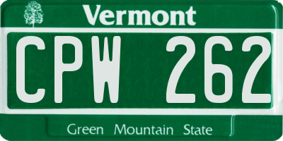 VT license plate CPW262