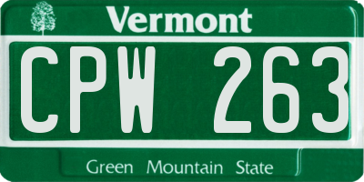 VT license plate CPW263