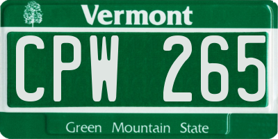 VT license plate CPW265