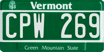 VT license plate CPW269