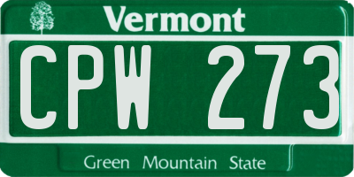 VT license plate CPW273