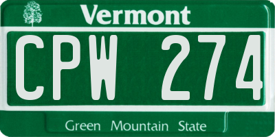 VT license plate CPW274