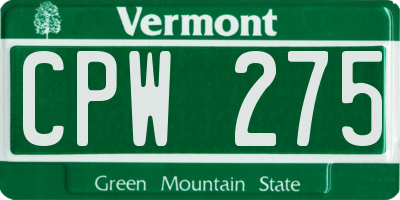 VT license plate CPW275