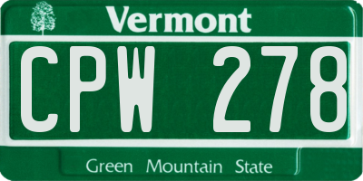 VT license plate CPW278