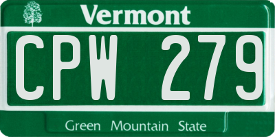 VT license plate CPW279