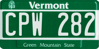 VT license plate CPW282