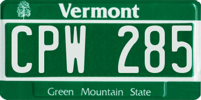 VT license plate CPW285