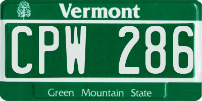 VT license plate CPW286