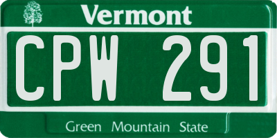 VT license plate CPW291