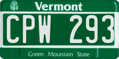 VT license plate CPW293