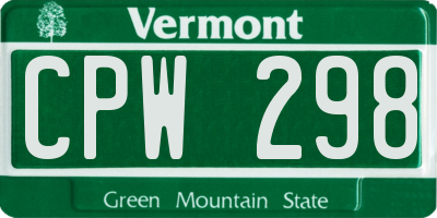 VT license plate CPW298