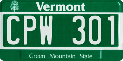 VT license plate CPW301