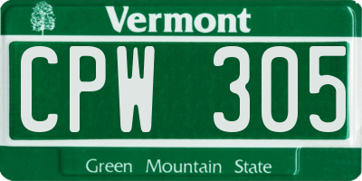 VT license plate CPW305