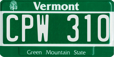 VT license plate CPW310