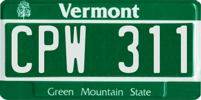 VT license plate CPW311